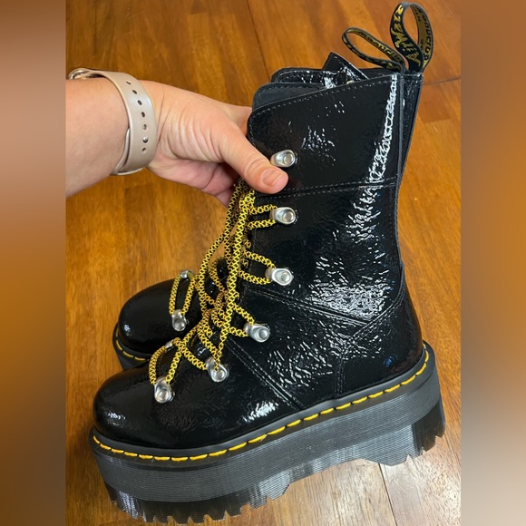 Dr Martens Ghilana Max Distressed Patent Leather Platform Boots *NEW* - Picture 8 of 12